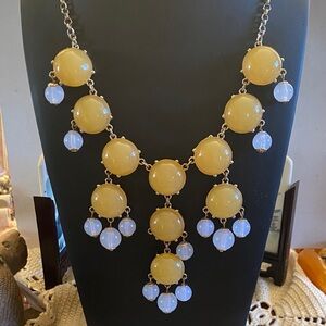 Butterscotch Yellow and Opalite White Statement Necklace